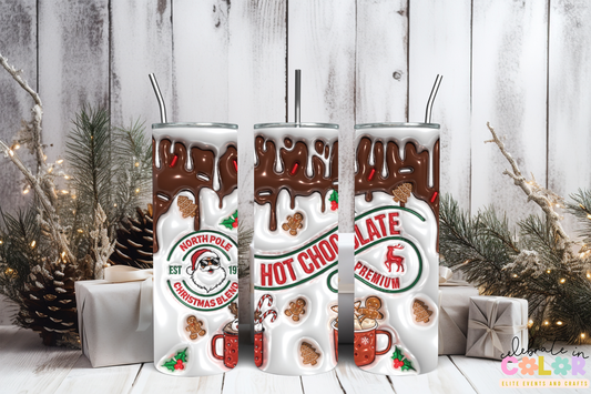 Hot Chocolate Christmas Tumbler, North Pole Christmas Blend 20oz Cup with Lid & Straw, Holiday Drinkware Gift for Her