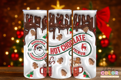 Hot Chocolate Christmas Tumbler, North Pole Christmas Blend 20oz Cup with Lid & Straw, Holiday Drinkware Gift for Her