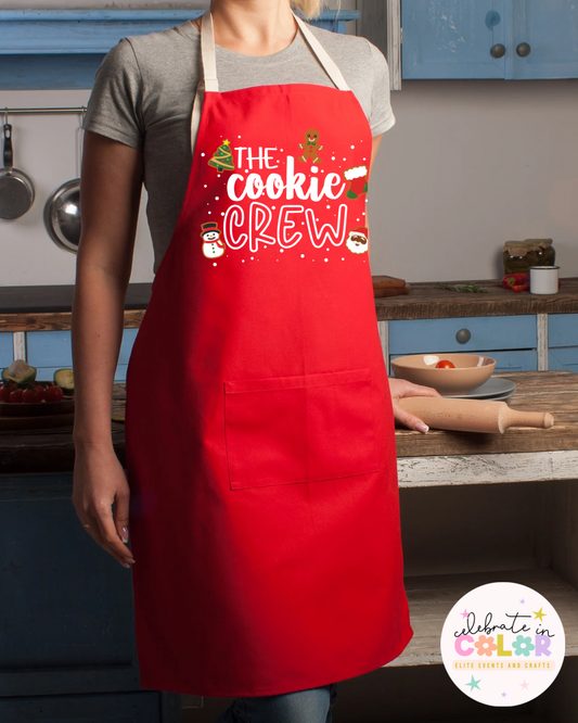 The Cookie Crew Christmas Apron, Matching Family Baking Aprons, Holiday Kitchen Gift, Cute Christmas Apron for Bakers & Kids