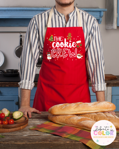 The Cookie Crew Christmas Apron, Matching Family Baking Aprons, Holiday Kitchen Gift, Cute Christmas Apron for Bakers & Kids