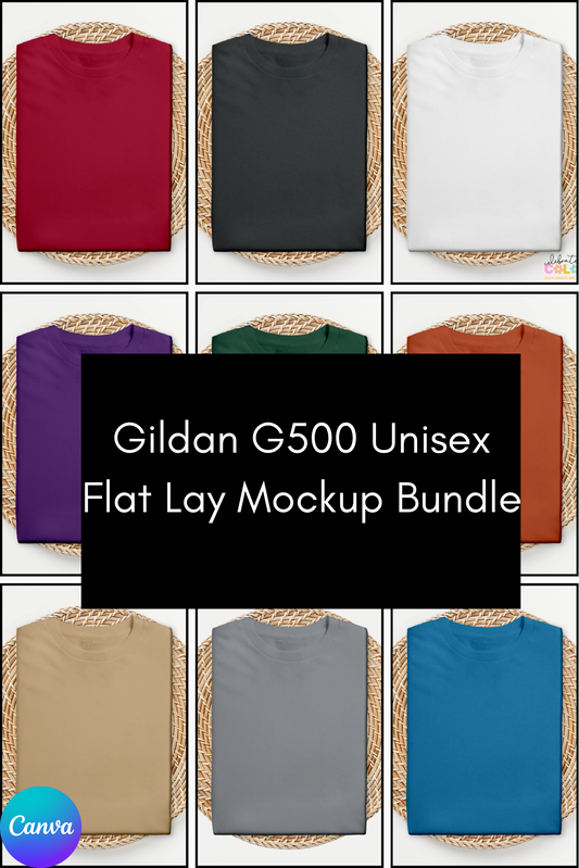 Gildan G500 Unisex Flat Lay Canva Template | 71 T-Shirt Mockups Bundle | Editable Shirt Display for Small Business | Digital Download