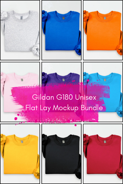 Gildan G180 Unisex Flat Lay Canva Template | Sweatshirt Mockup Bundle | Editable Crewneck Display for Small Business | Digital Download