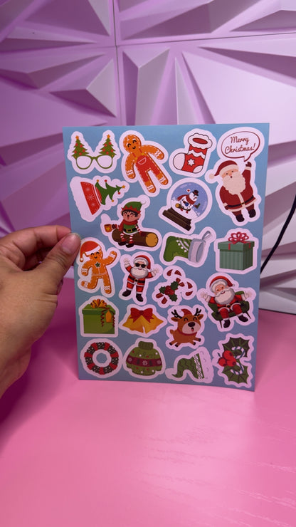 Christmas Sticker Sheet Stocking Stuffer – Cute Holiday Planner Stickers, Scrapbook Stickers, Gift Wrapping Decorations, Festive Stationery Gift
