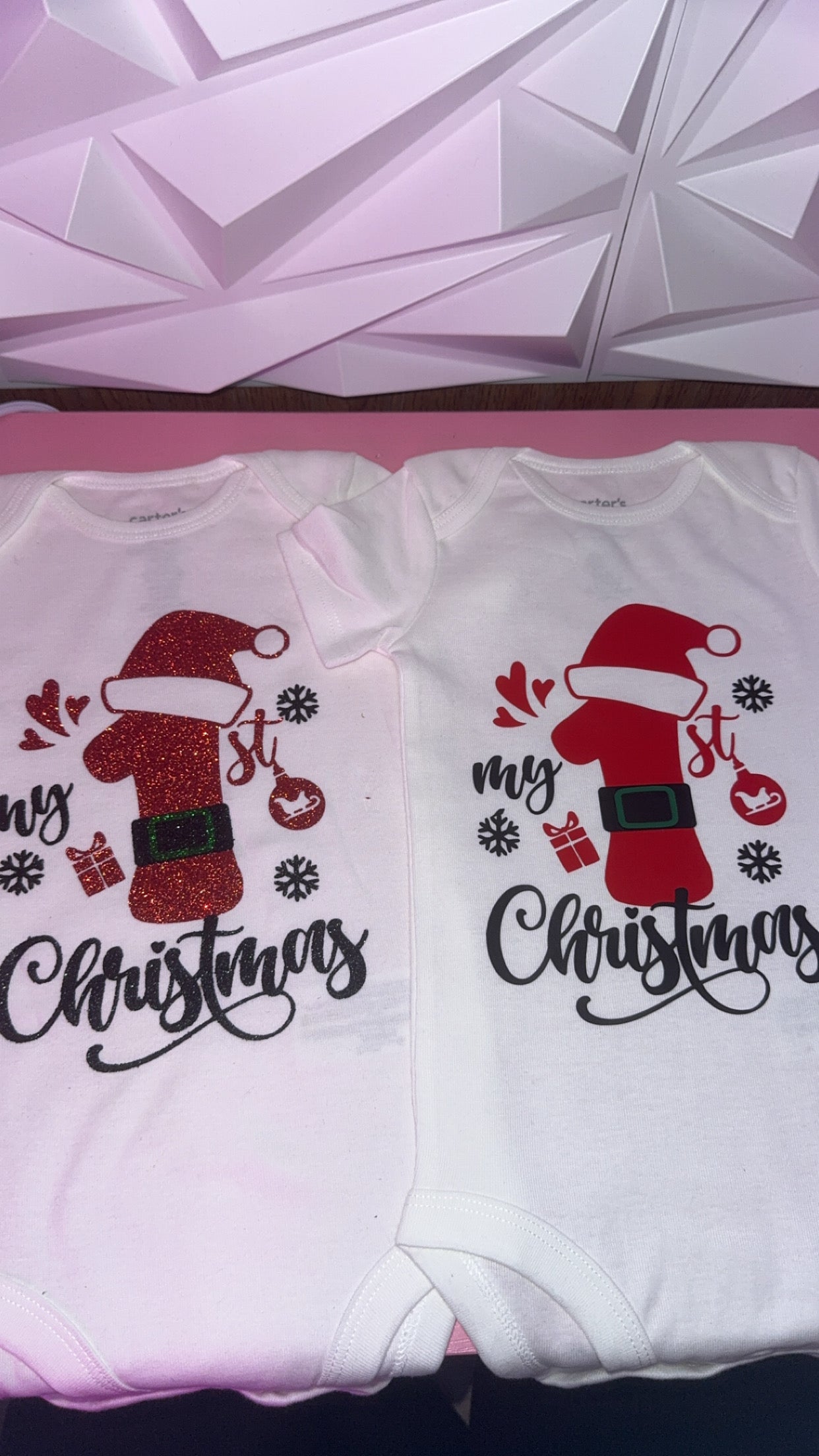 My 1st Christmas Onesie, Baby Holiday Outfit, Santa Hat Bodysuit, Glitter or Non-Glitter Christmas Infant Gift, Personalized Option